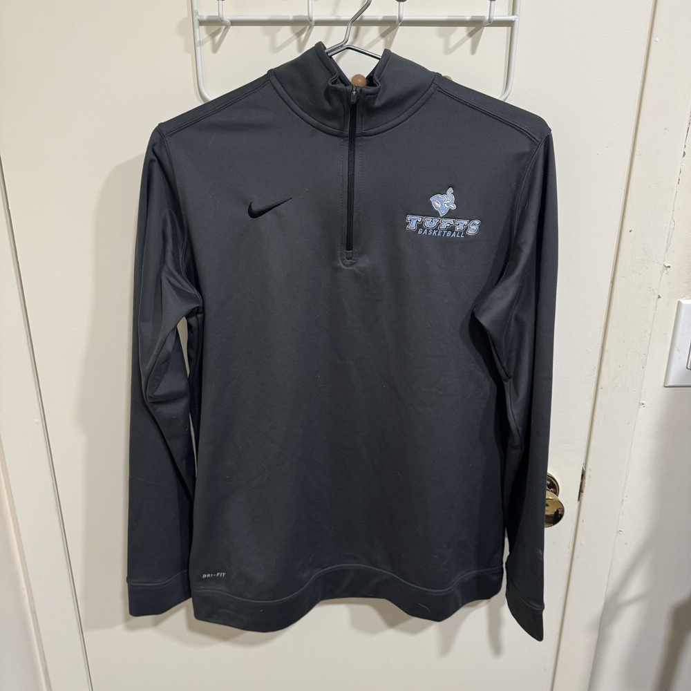 Nike Dri-Fit Tufts Jumbos Basketball Mens Large Gray Pullover 1/4 Quarter Zip